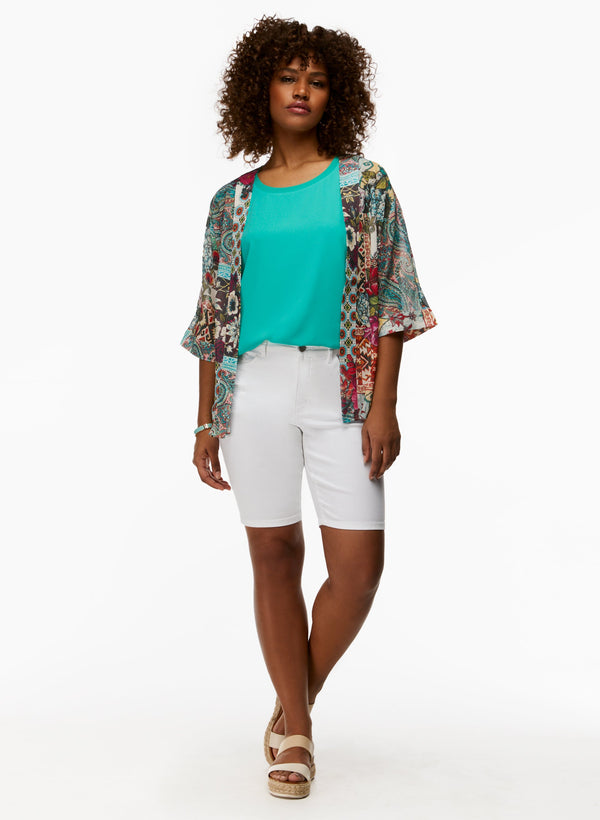 Laura Paisley & Floral Motif Open Front Top