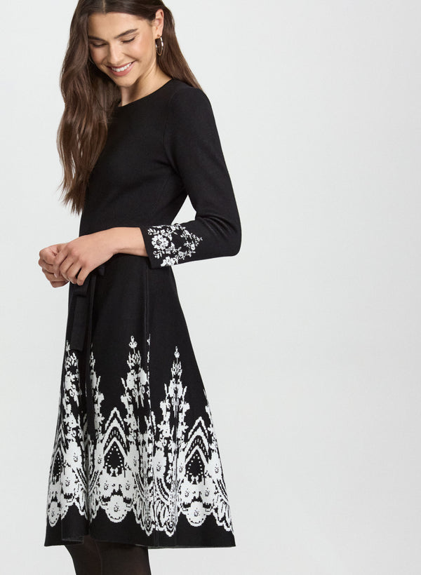 Laura Paisley Placement Knit Dress