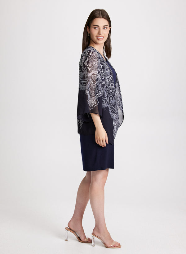 Laura Paisley Print Fooler Cardigan Dress