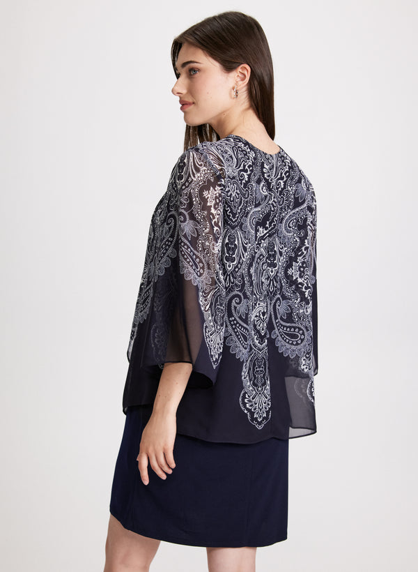 Laura Paisley Print Fooler Cardigan Dress