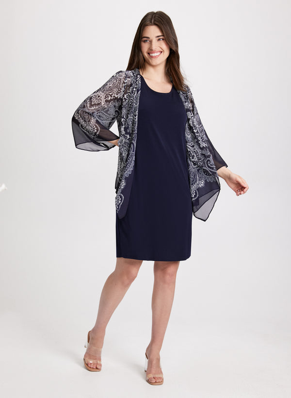 laura Paisley Print Fooler Cardigan Dress