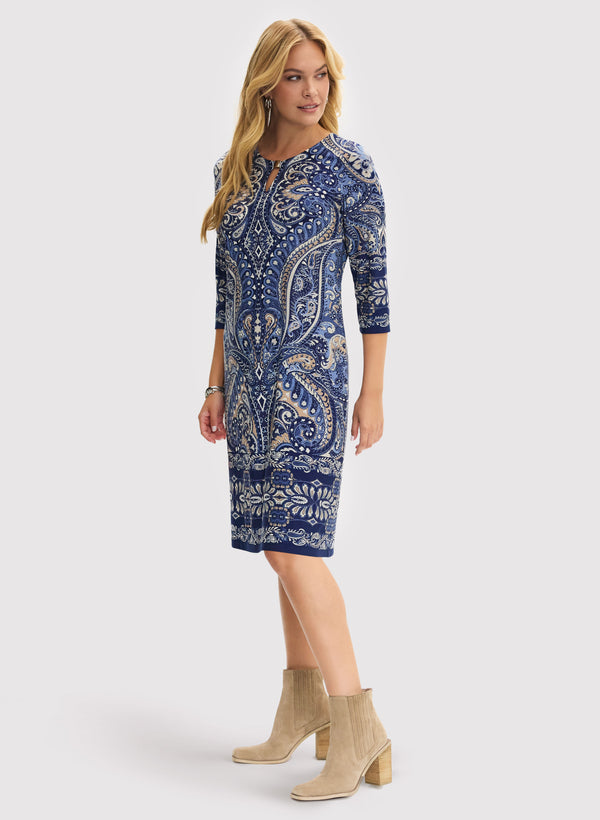 Laura Paisley Print Keyhole Detail Dress