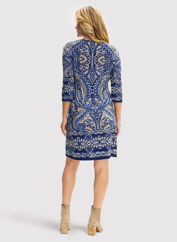 Laura Paisley Print Keyhole Detail Dress