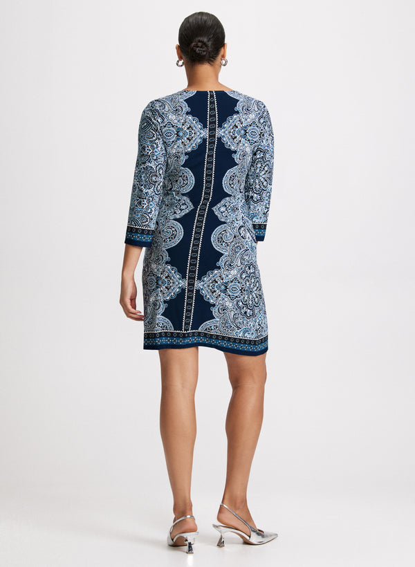 Laura Paisley Print Keyhole Detail Dress