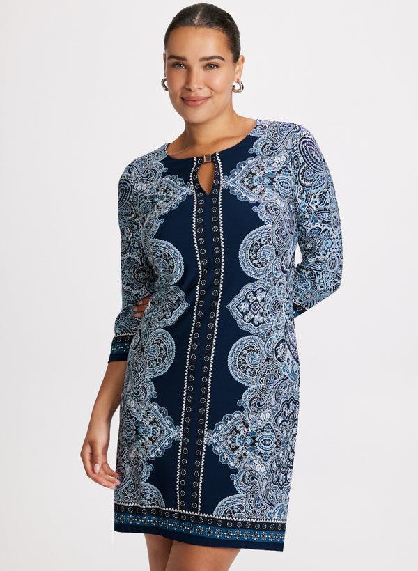 Laura Paisley Print Keyhole Detail Dress