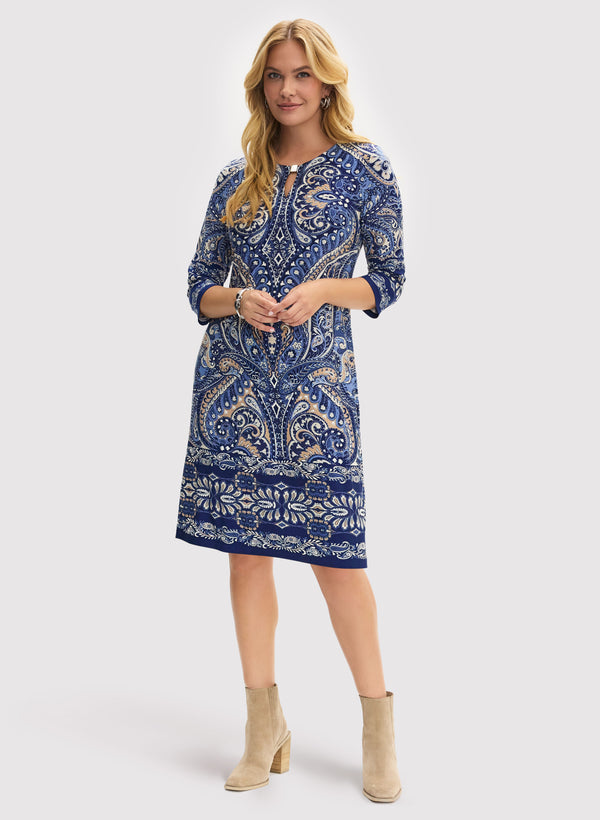 laura Paisley Print Keyhole Detail Dress