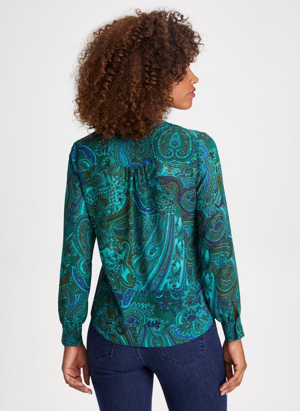 Laura Paisley Print Ruffle Blouse