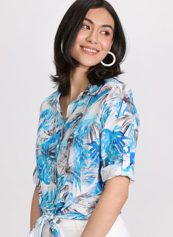 laura Palm Leaf Print Blouse
