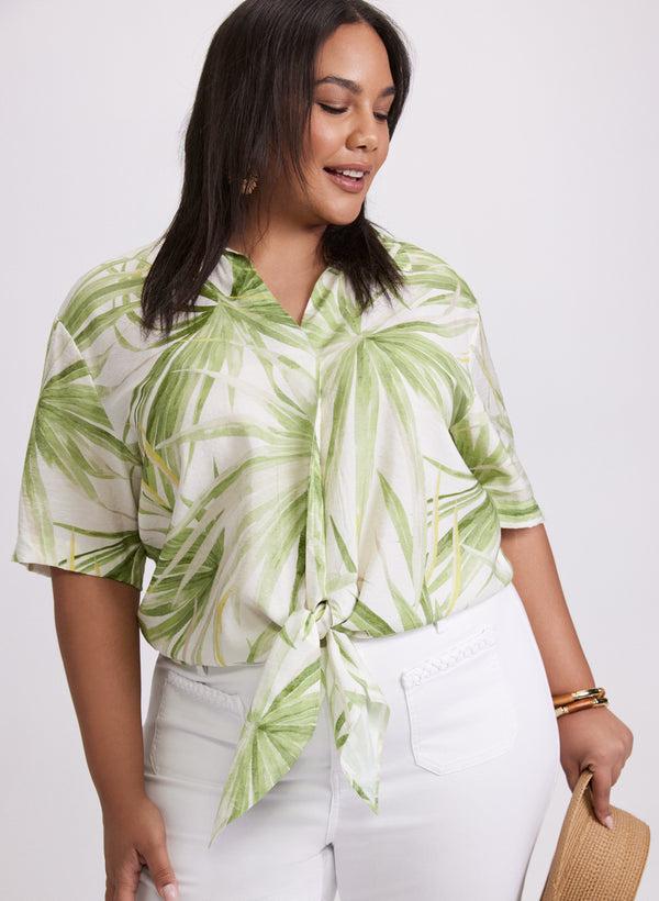 laura Palm Print Blouse