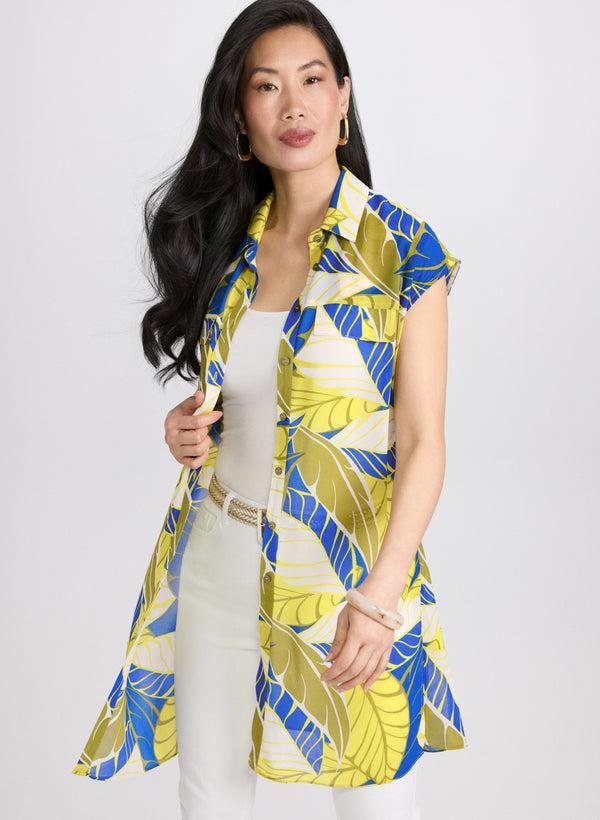 laura Palm Print Tunic Blouse