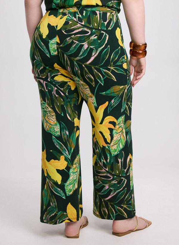 Laura Palm Print Wide-Leg Pants