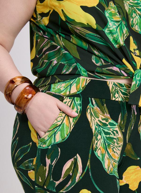 Laura Palm Print Wide-Leg Pants