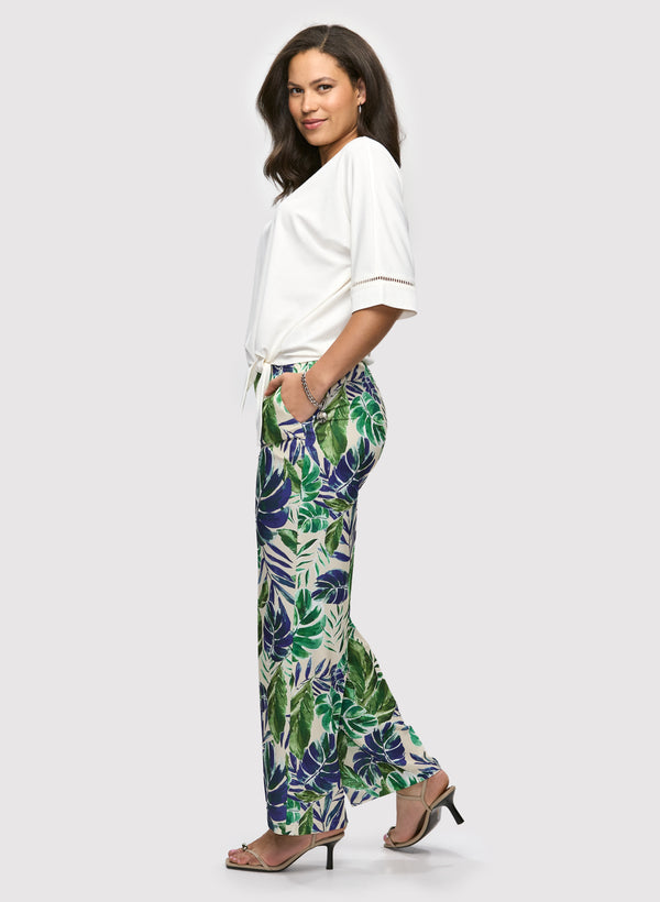 Laura Palm Print Wide Leg Pants