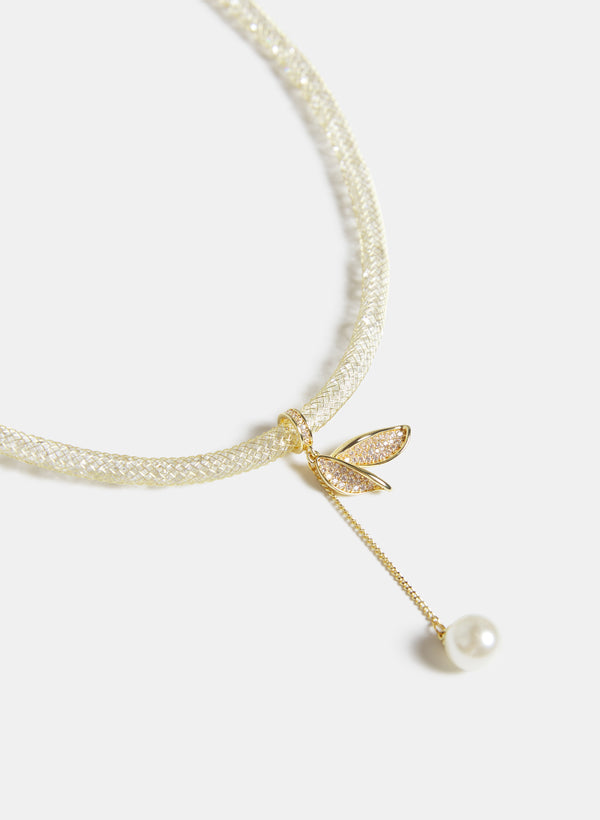 Laura Pearl Drop Mesh Collar Necklace