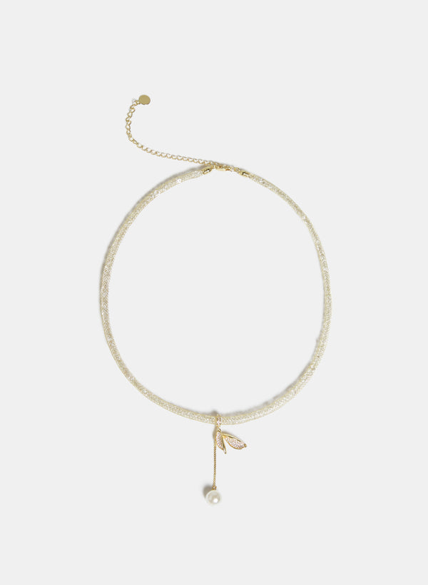 laura Pearl Drop Mesh Collar Necklace