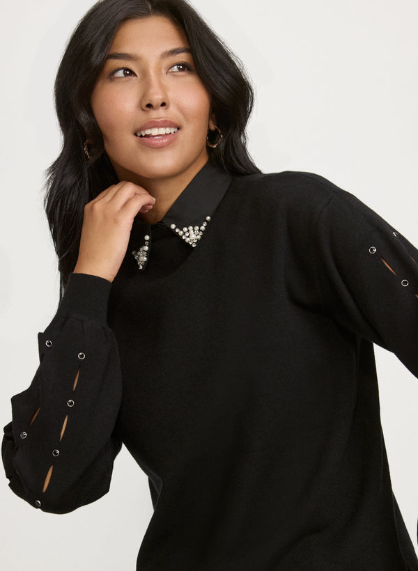 laura Pearl Tipped Dickie Collar