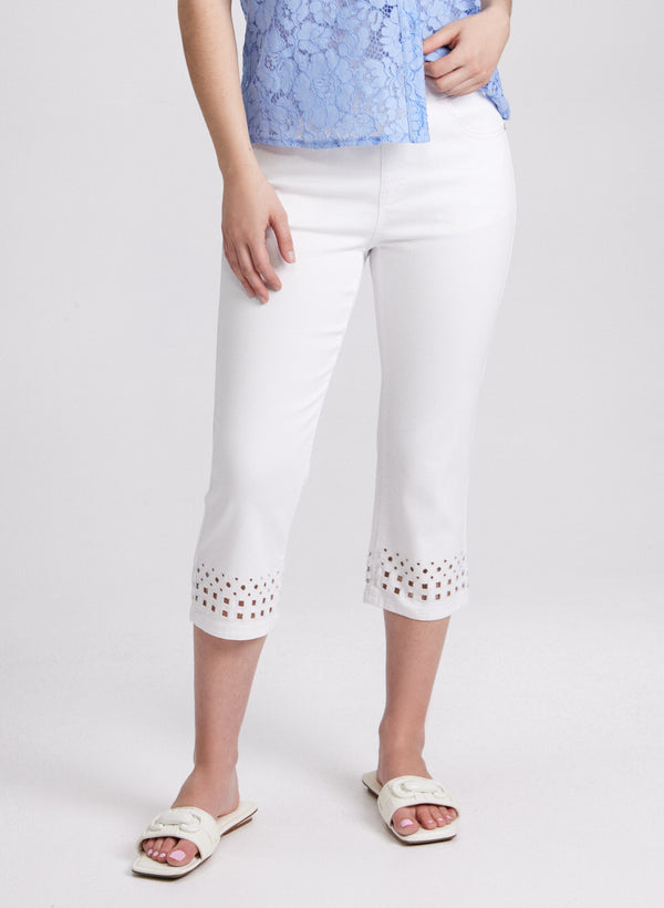 laura Perforated Denim Capris