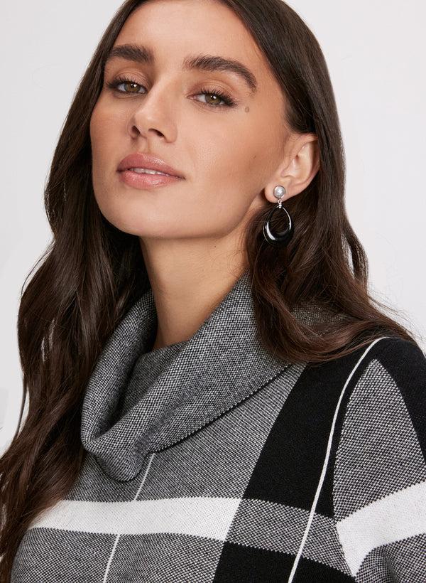 Laura Plaid Cowl Neck Sweater