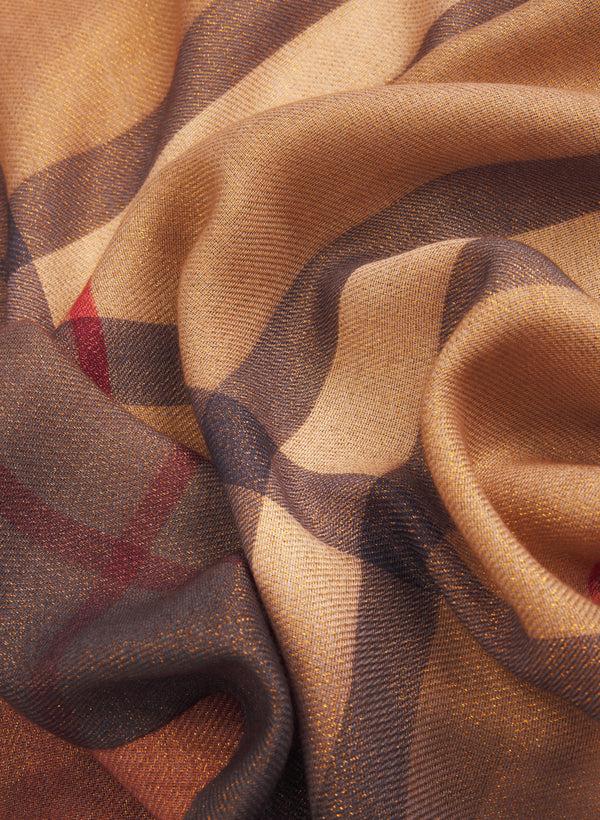 Laura Plaid Glitter Knit Scarf