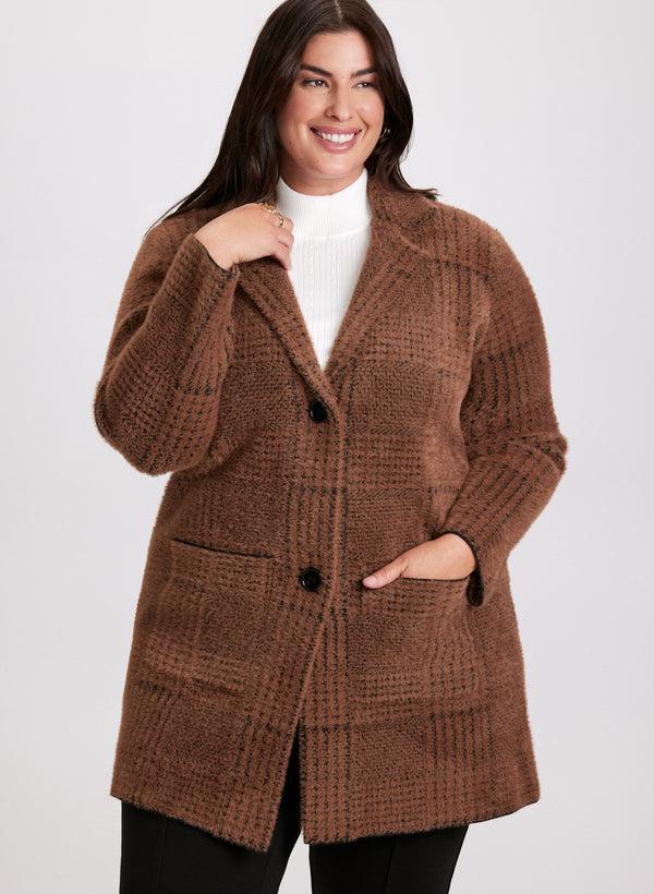 laura Plaid Print Coatigan