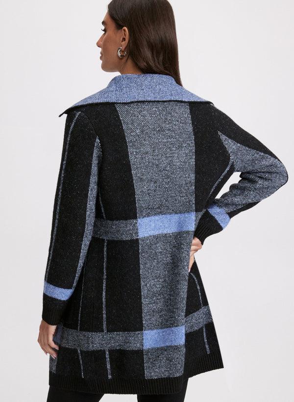 Laura Plaid Print Open-Front Cardigan