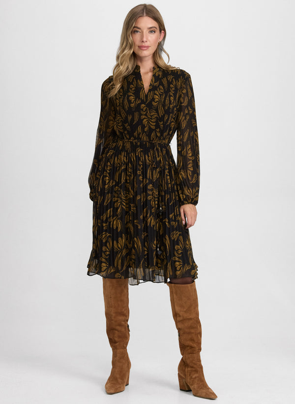 laura Pleated Paisley Dress