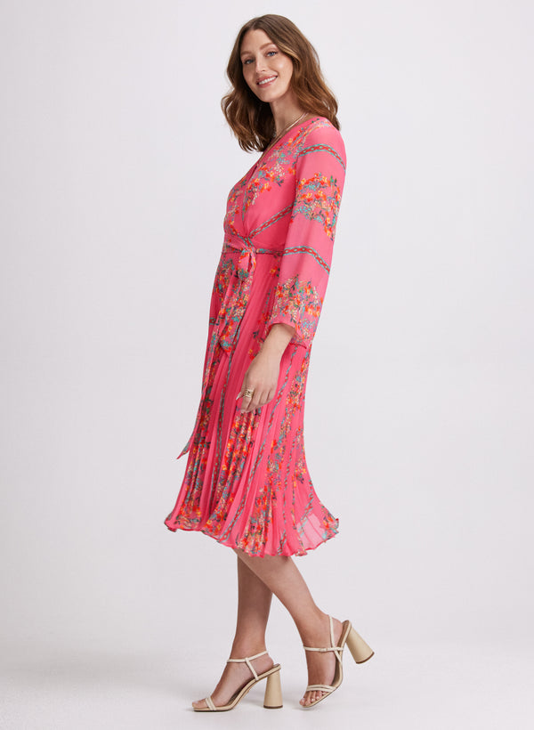 Laura Plissé Floral Placement Print Dress