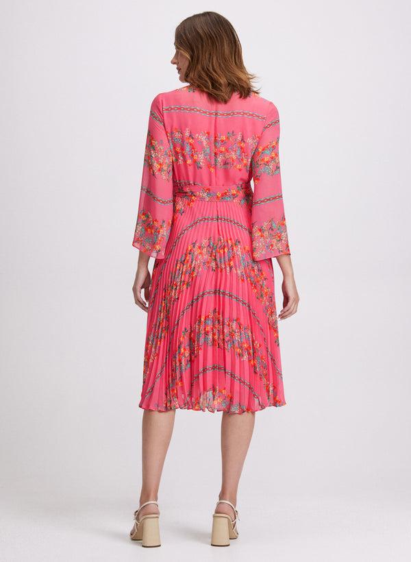 Laura Plissé Floral Placement Print Dress