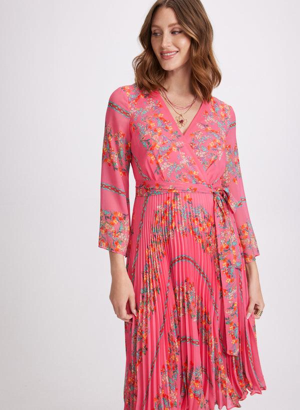 Laura Plissé Floral Placement Print Dress