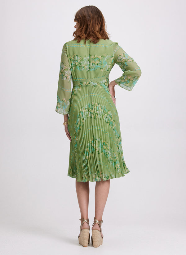 Laura Plissé Floral Placement Print Dress