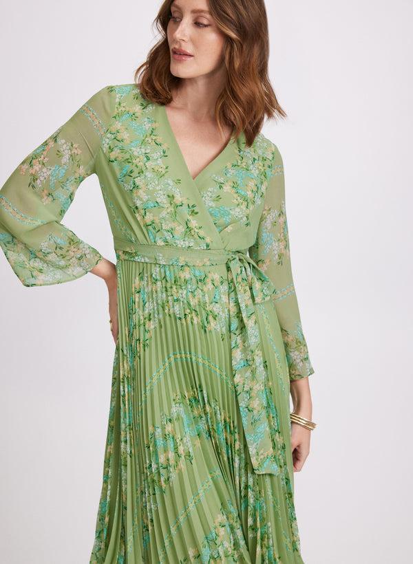 Laura Plissé Floral Placement Print Dress