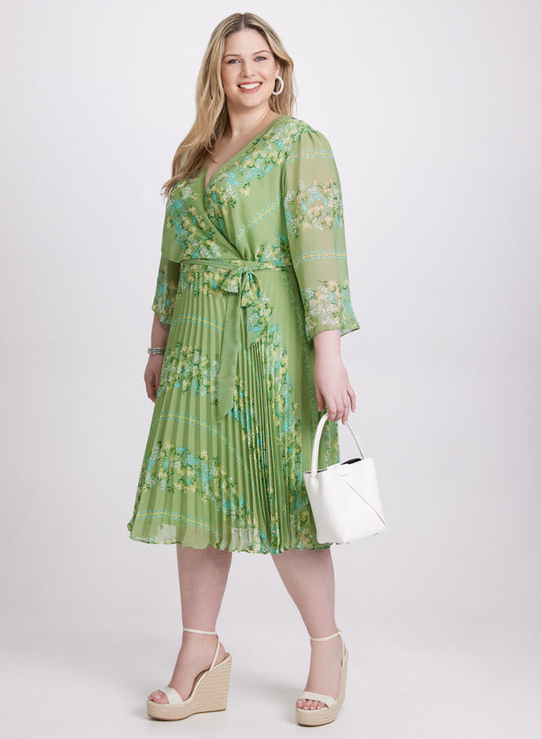 Laura Plissé Floral Placement Print Dress