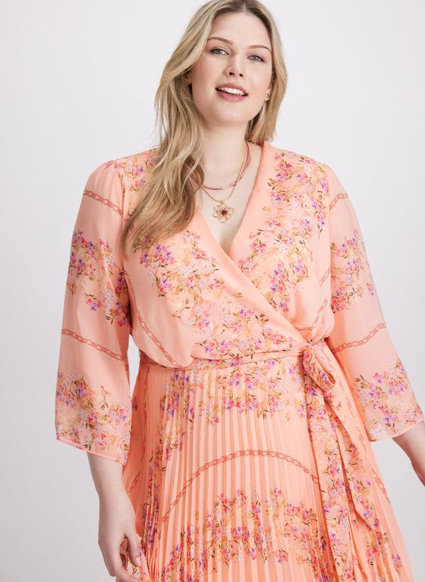 Laura Plissé Floral Placement Print Dress