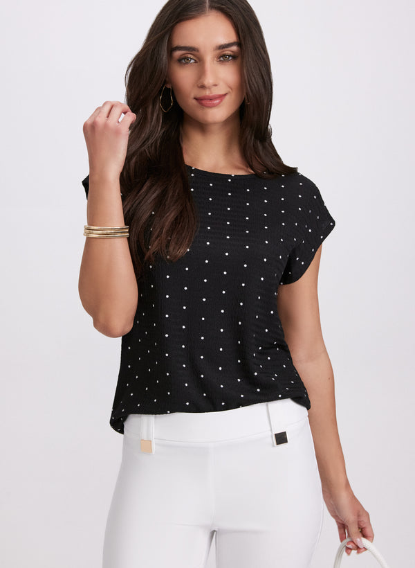 laura Polka Dot Bubble Knit Top