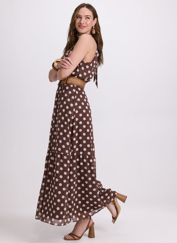 Laura Polka Dot Halter Neck Dress