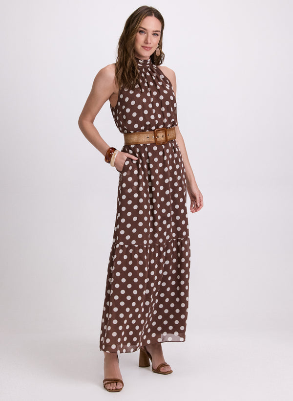 laura Polka Dot Halter Neck Dress