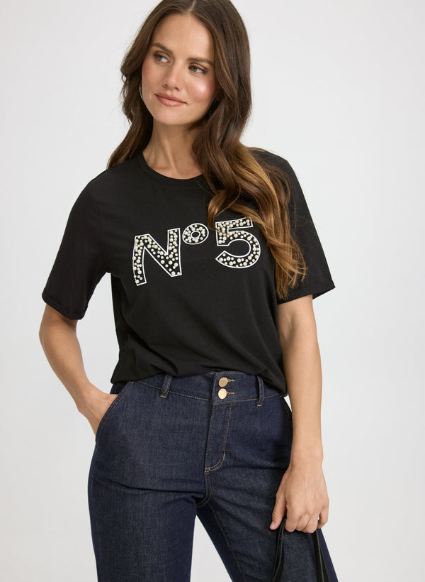 laura Printed Cotton-Blend T-shirt