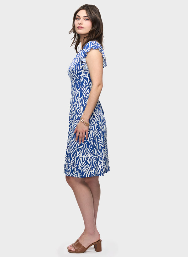 Laura Printed V-Neck Jersey Dress