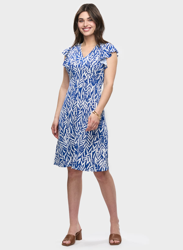 laura Printed V-Neck Jersey Dress