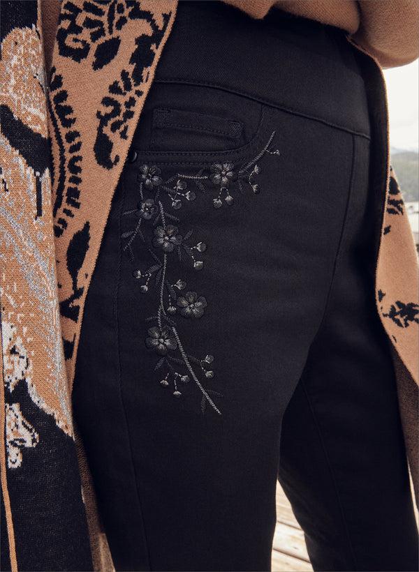 Laura Pull-On Floral Detail Jeans