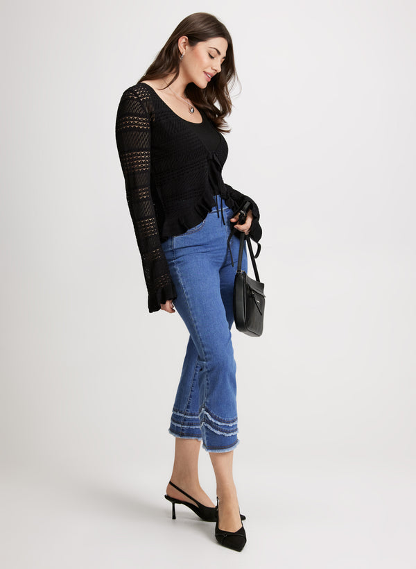 Laura Pull-On Frayed Denim Capris