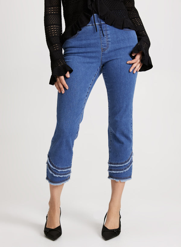 laura Pull-On Frayed Denim Capris