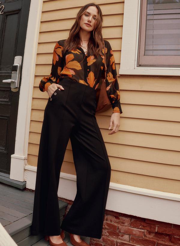 Laura Pull-On Wide-Leg Pants