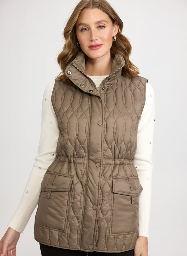 laura Quilted Drawstring Waist Vest