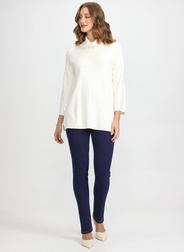 Laura Rhinestone Bow Slim-Leg Jeans