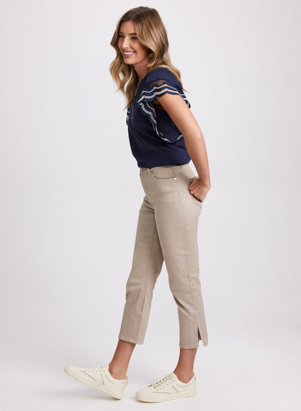 Laura Rhinestone Capri Jeans