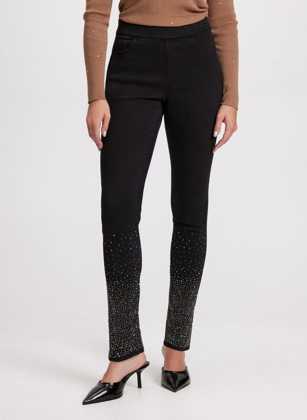 laura Rhinestone Detail Slim Leg Jeans