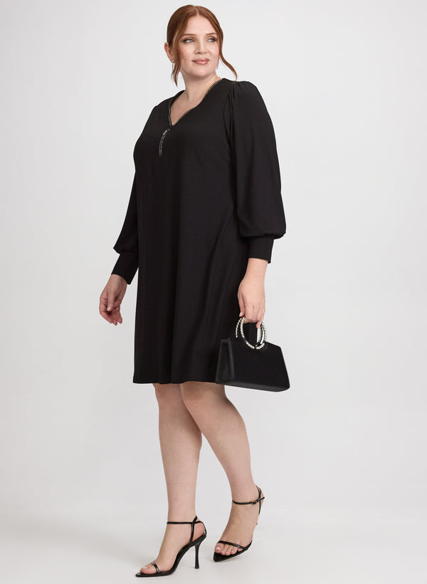 Laura Rhinestone Half-Zip Dress