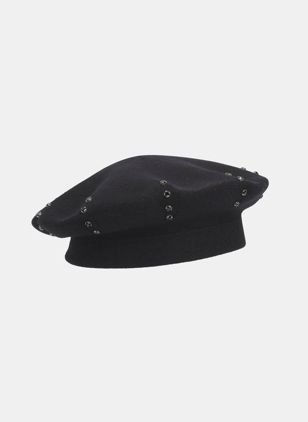 laura Rhinestone Knit Beret