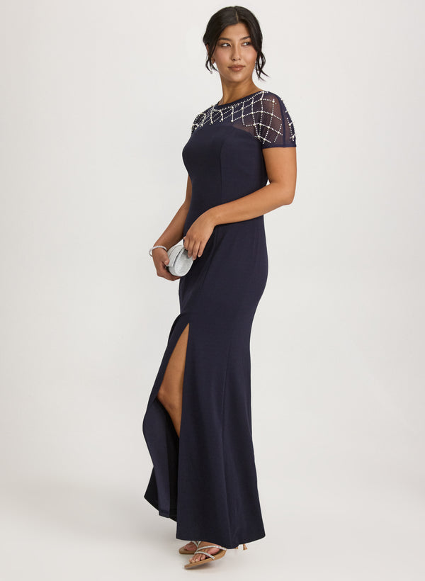 Laura Rhinestone & Pearl Detail Dress